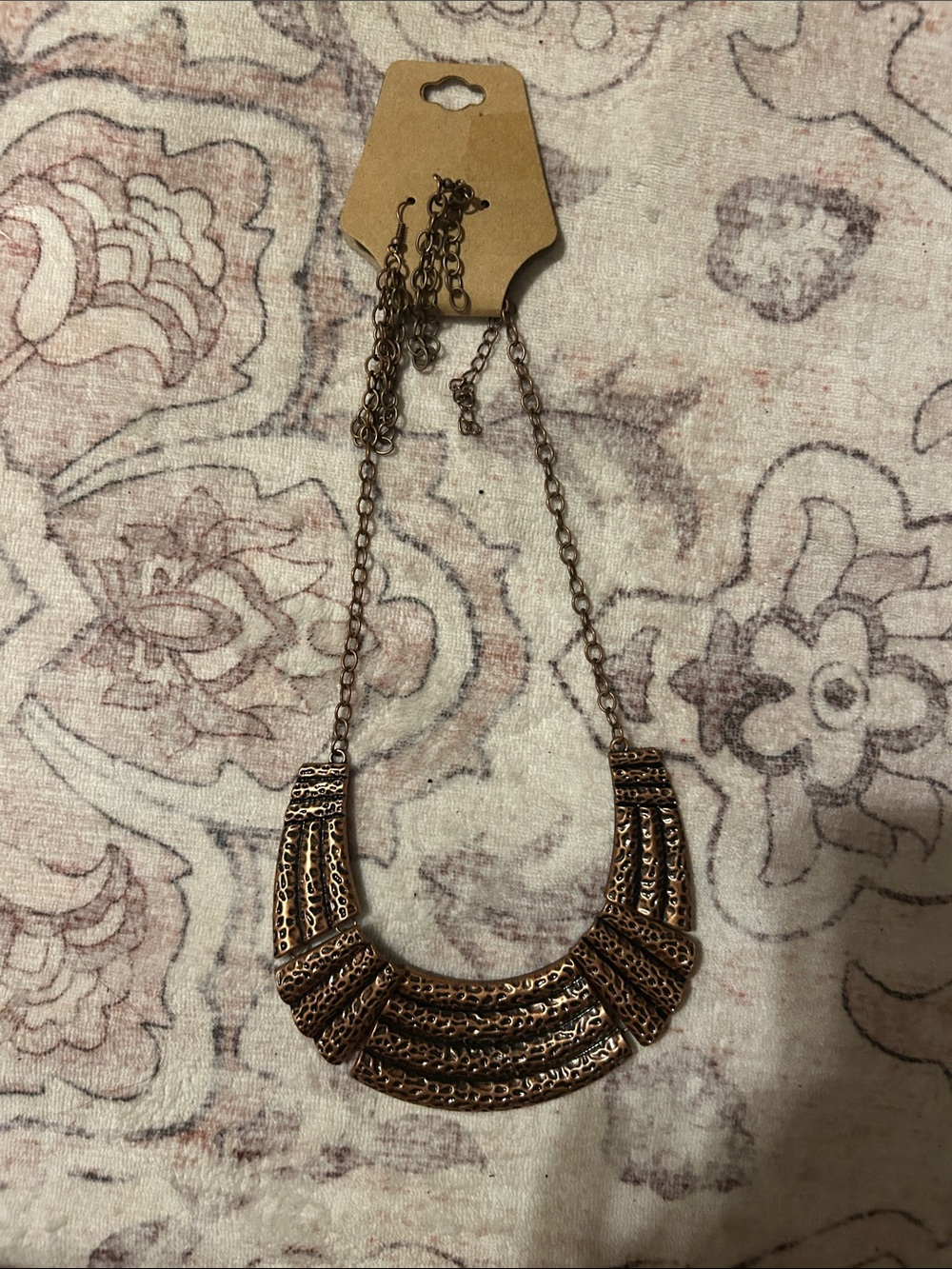 Stylish Copper-Tone Textured Bib Necklace - Women Jewelry